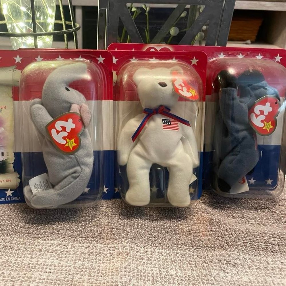 TY Beanie Babies American Trio - RARE Errors, Rare Brown Nose on Libearty.
